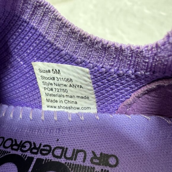 Air Underground Anya Lavender Athletic Sneakers  Air Cushion Sole Size 5M Kids - Picture 6 of 7